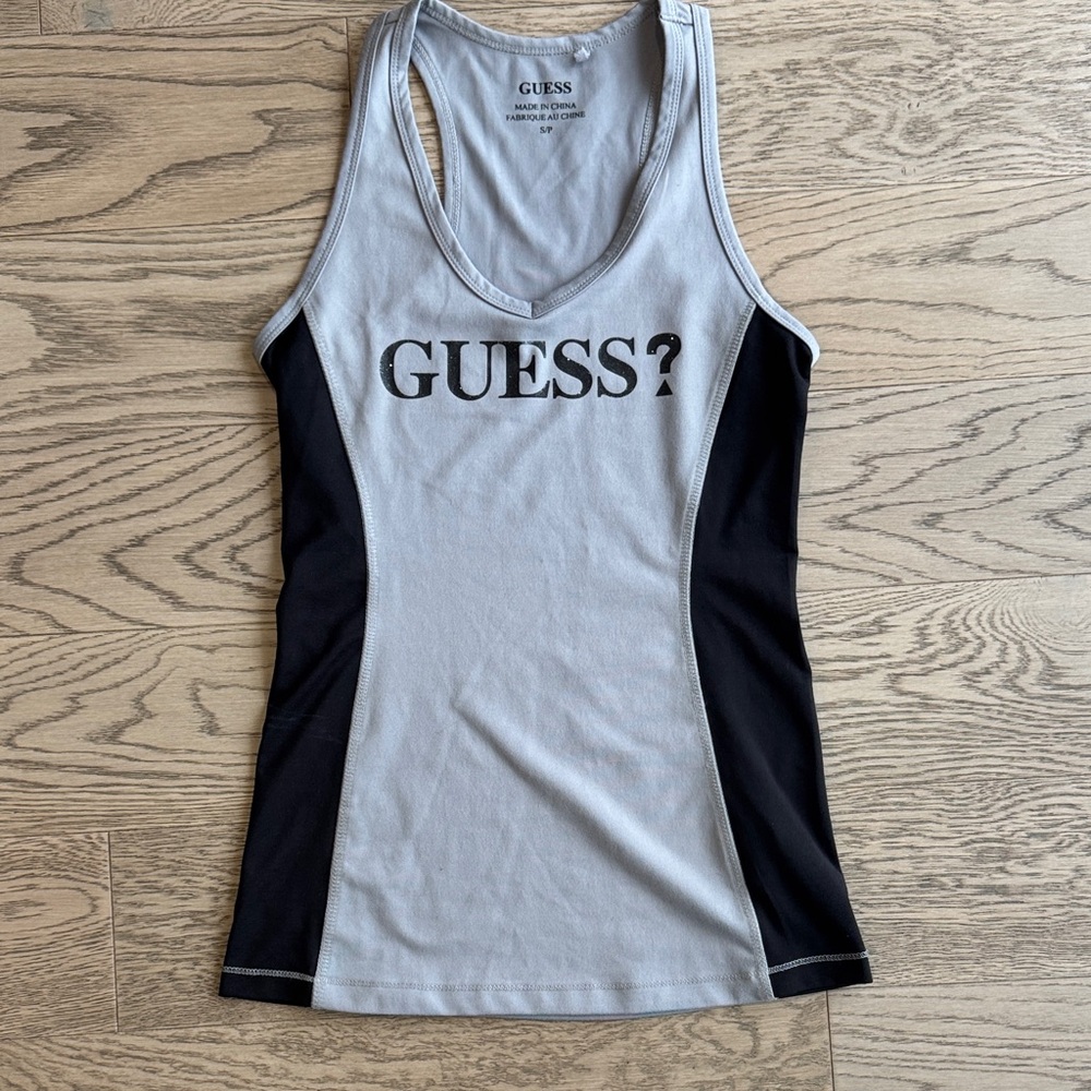 Guess Gray and Black Tank Top Racer Back Small